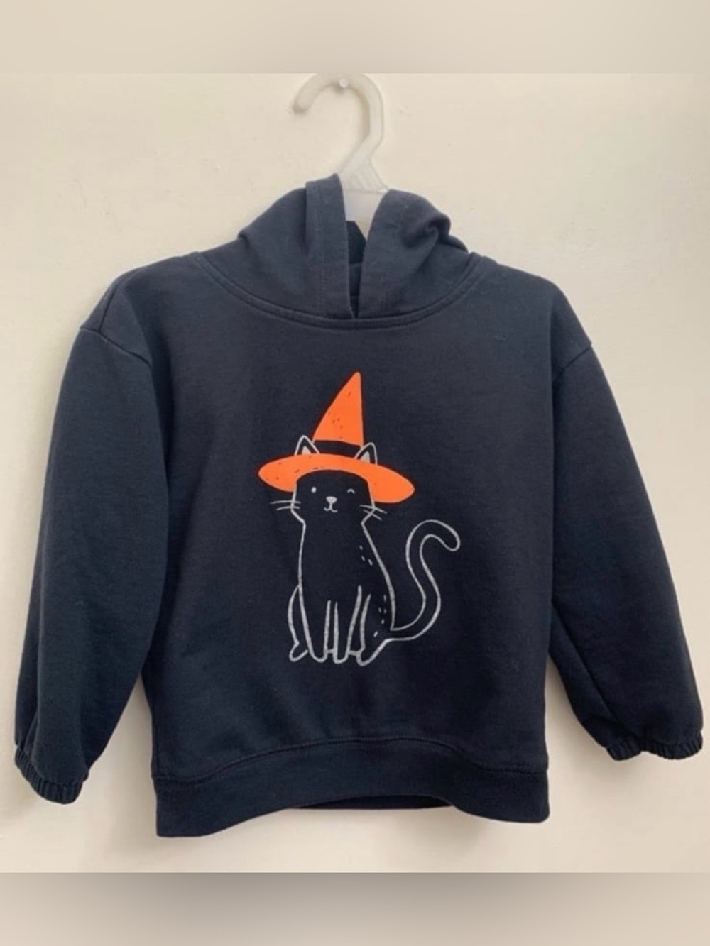 Carter's Black Halloween Toddler Hoodie with Cat Witch Graphic